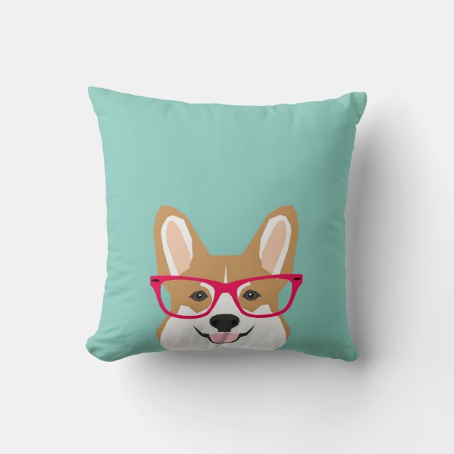 Corgi in bril - Cute dog corgi pillow Kussen (Voorkant)