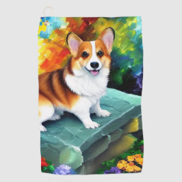 Corgi in de Garden Golf Towel Golfhanddoek