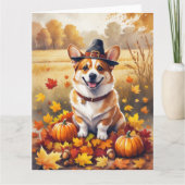 Corgi in de herfst verlaat Thanksgiving kunst Kaart (Voorkant)