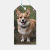 Corgi in de roze rozen, cadeaulabel (Voorkant)