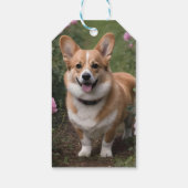 Corgi in de roze rozen, cadeaulabel (Achterkant)