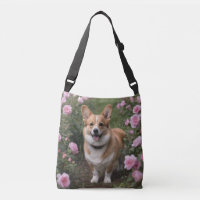 Corgi in de roze rozen,