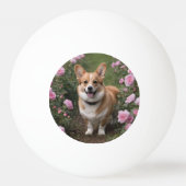 Corgi in de roze rozen, pingpongbal (Achterkant)
