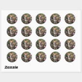 Corgi in de roze rozen, ronde sticker (Vel)