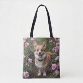 Corgi in de roze rozen, tote bag (Voorkant)