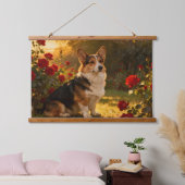Corgi in de Rozen I Hangend Wandkleed (Slaapkamer)