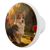 Corgi in de rozen I Keramische Knop (Rechts)