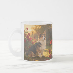 Corgi in de rozen I Matglas Koffiemok