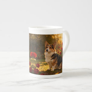 Corgi in de Rozen I Porselein Kop