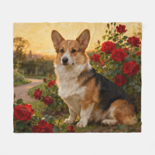 Corgi in de Rozen II Fleece Deken