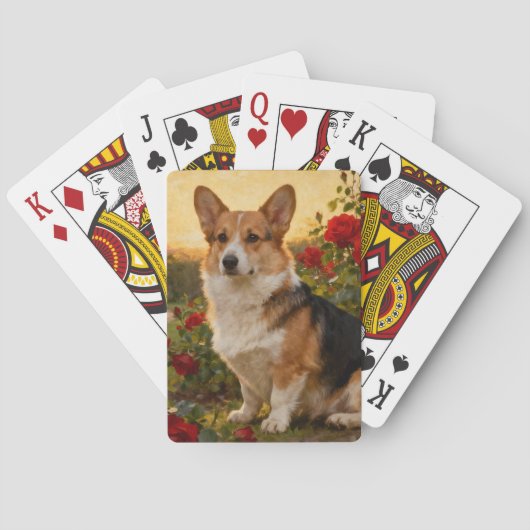Corgi in de Rozen II Pokerkaarten (Achterkant)
