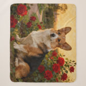 Corgi in de Rozen II Sherpa Deken (Voorkant)