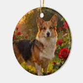 Corgi in de Rozen IV Ornament (Links)