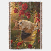Corgi in de Rozen V Deken (Voorkant Verticaal)