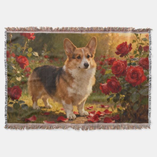 Corgi in de Rozen V Deken (Voorkant)