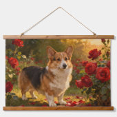 Corgi in de Rozen V Hangend Wandkleed (Voorkant)