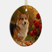 Corgi in de Rozen V Keramisch Ornament (Rechts)