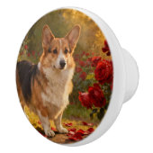 Corgi in de Rozen V Keramische Knop (Rechts)