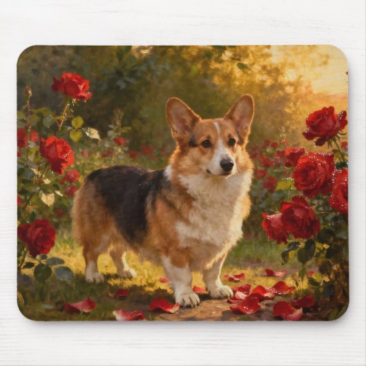Corgi in de Rozen V Muismat (Voorkant)