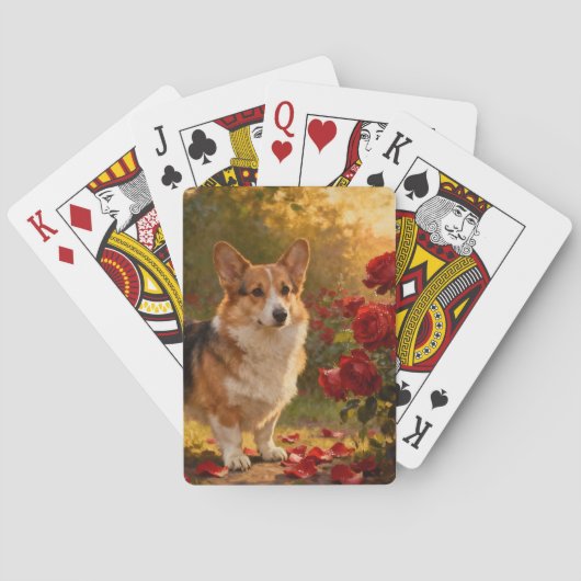 Corgi in de Rozen V Pokerkaarten (Achterkant)