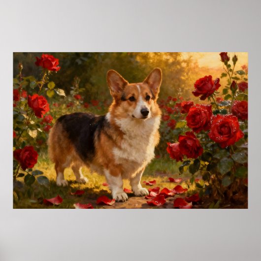 Corgi in de Rozen V Poster (Voorkant)