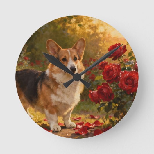 Corgi in de Rozen V Ronde Klok (Voorkant)