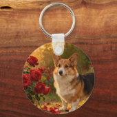 Corgi in de Rozen V Sleutelhanger (Achterkant)