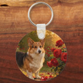 Corgi in de Rozen V Sleutelhanger (Voorkant)