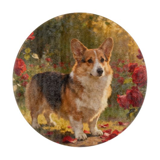 Corgi in de Rozen V Snijplank (Voorkant)