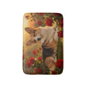 Corgi in de Rozen VI Badmat (Voorkant Verticaal)