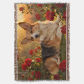 Corgi in de Rozen VI Deken (Voorkant Verticaal)