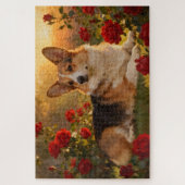 Corgi in de Rozen VI Legpuzzel (Verticaal)