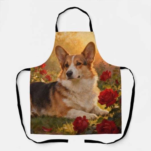 Corgi in de Rozen VI Schort (Voorkant)