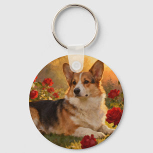 Corgi in de Rozen VI Sleutelhanger