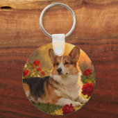 Corgi in de Rozen VI Sleutelhanger (Voorkant)