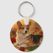 Corgi in de Rozen VI Sleutelhanger (Achterkant)