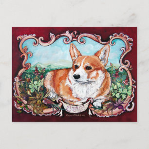 Corgi in de tuin! briefkaart