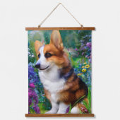 Corgi in de tuin hangend wandkleed (Voorkant)