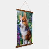 Corgi in de tuin hangend wandkleed (Gebogen)
