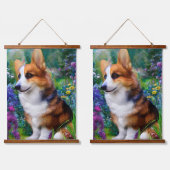 Corgi in de tuin hangend wandkleed (Dubbel)