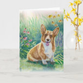Corgi in de Tuin Kaart (Gele Bloem)