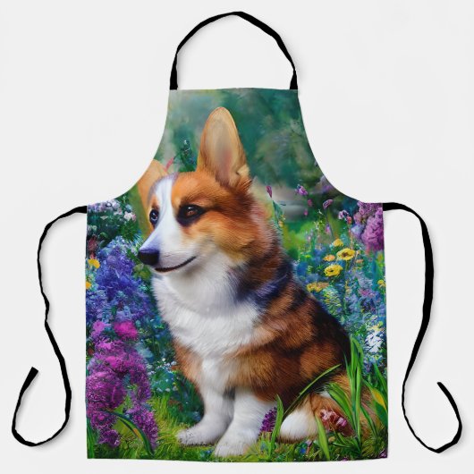 Corgi in de tuin schort (Voorkant)