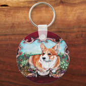 Corgi in de tuin! sleutelhanger (Voorkant)