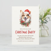 Corgi in een kerstmuts voor honden kerstfeest kaart (Staand voorkant)