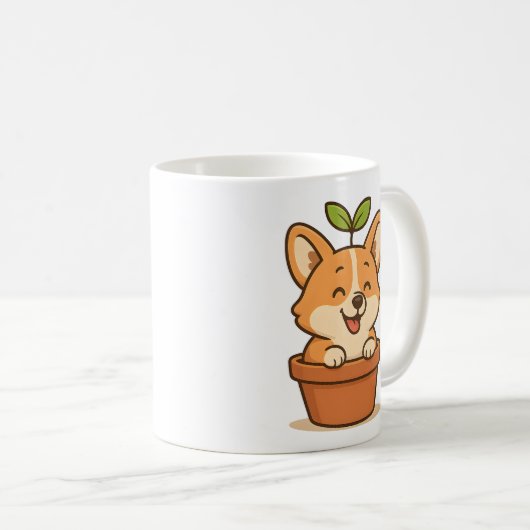 Corgi in een pot Drinkware – Schattige Hondenliefh Koffiemok (Voorkant rechts)