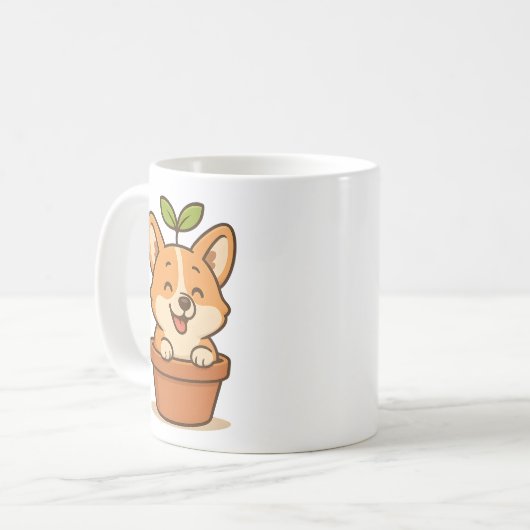 Corgi in een pot Drinkware – Schattige Hondenliefh Koffiemok (Voorkant links)