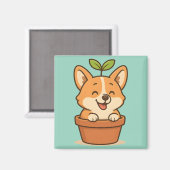 Corgi in een pot magneten | Schattigee keukeninric (Voorkant / Achterkant)