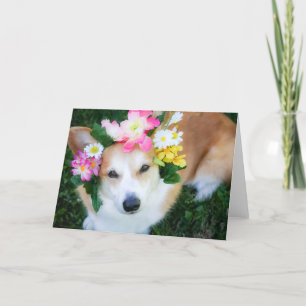 Corgi in Flower Garland blanco wenskaart Kaart