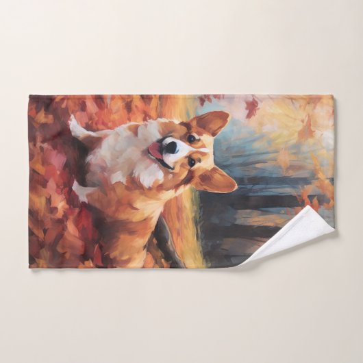 Corgi in herfstbladeren Herfst Inspire Bad Handdoek (Handdoek)