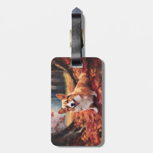 Corgi in herfstbladeren Herfst Inspire Bagagelabel (Achterkant verticaal)